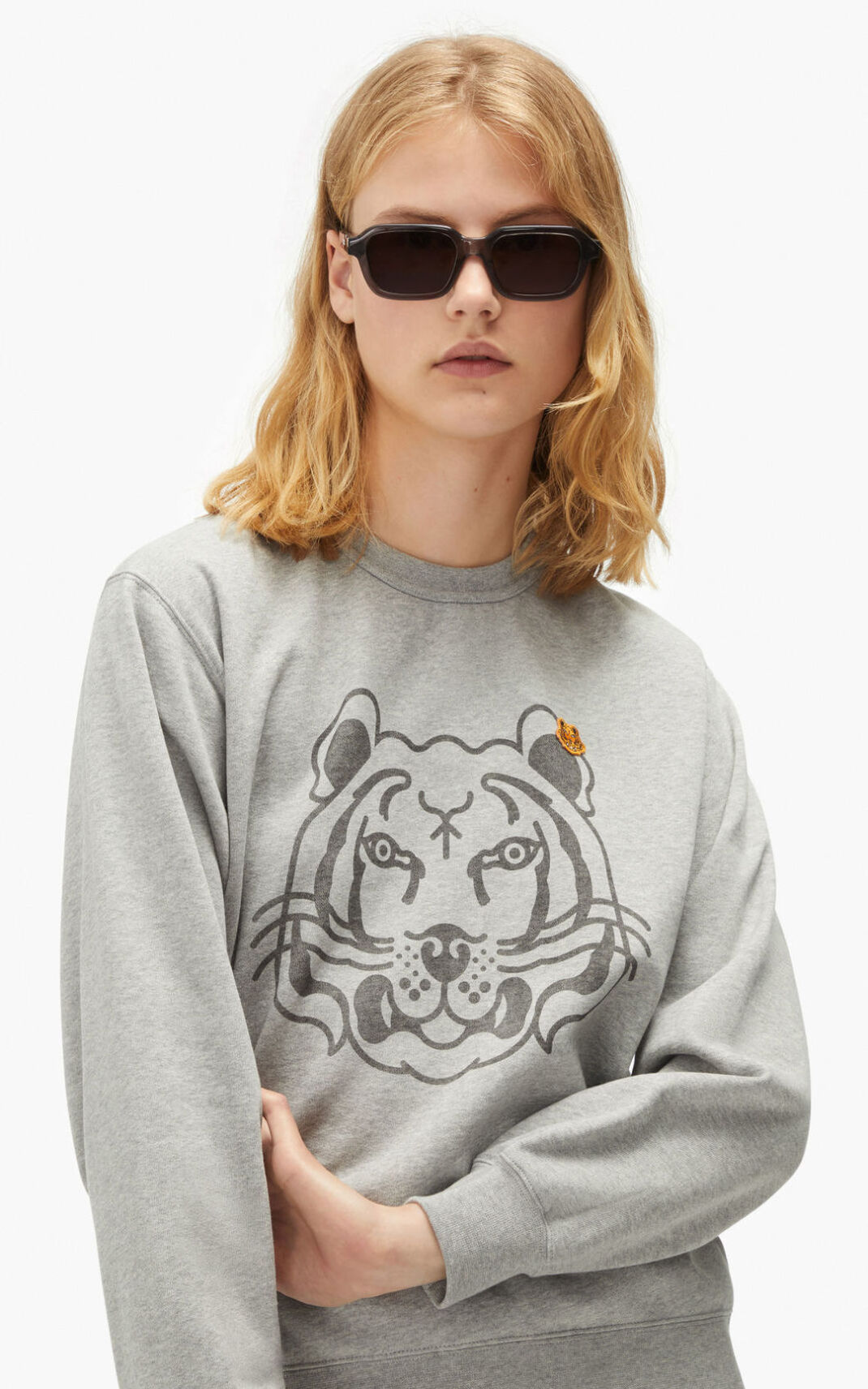 Sweat Kenzo K Tiger Femme Grise | IFMG-92875